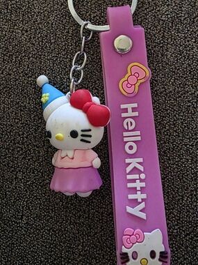 Hello Kitty Pink and Red Silicone Key & Charm Holder